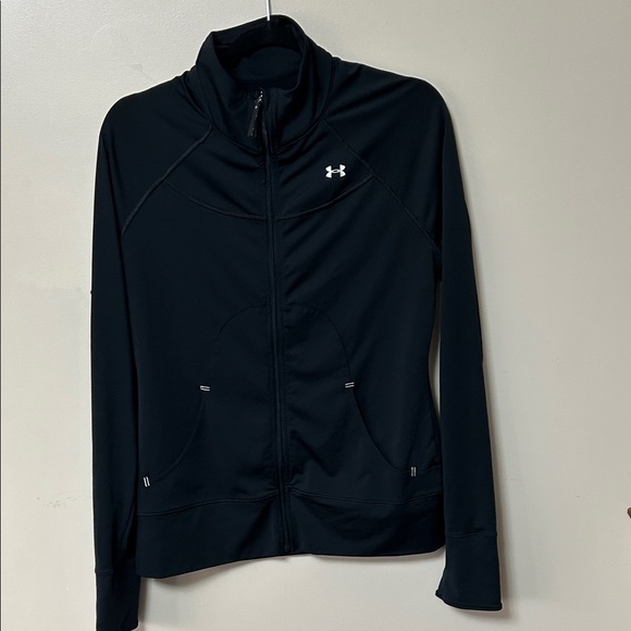 Under Armour Tops - Under Armour Black Full-Zip Training Jacket with White Logo